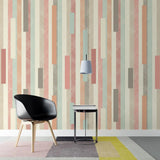 Tapet personalizat bohemian cu dungi texturate colorate in stil retro retro stripes
