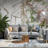 Tapet personalizat bohemian cu sera vintage cu plante verzi green house