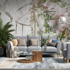 Tapet personalizat bohemian cu sera vintage cu plante verzi green house