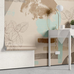 Tapet personalizat bohemian cu elemente boho in nuante caramizii si turcoaz brown tale design