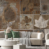 Tapet personalizat bohemian cu colaj de elemente in stil bohemian in nuante aramii boho brass collage