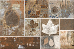 Tapet personalizat bohemian cu colaj de elemente in stil bohemian in nuante aramii boho brass collage