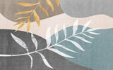 Tapet personalizat bohemian cu valuri de culoare abstracte in nuante deschise si frunze wave leaves light
