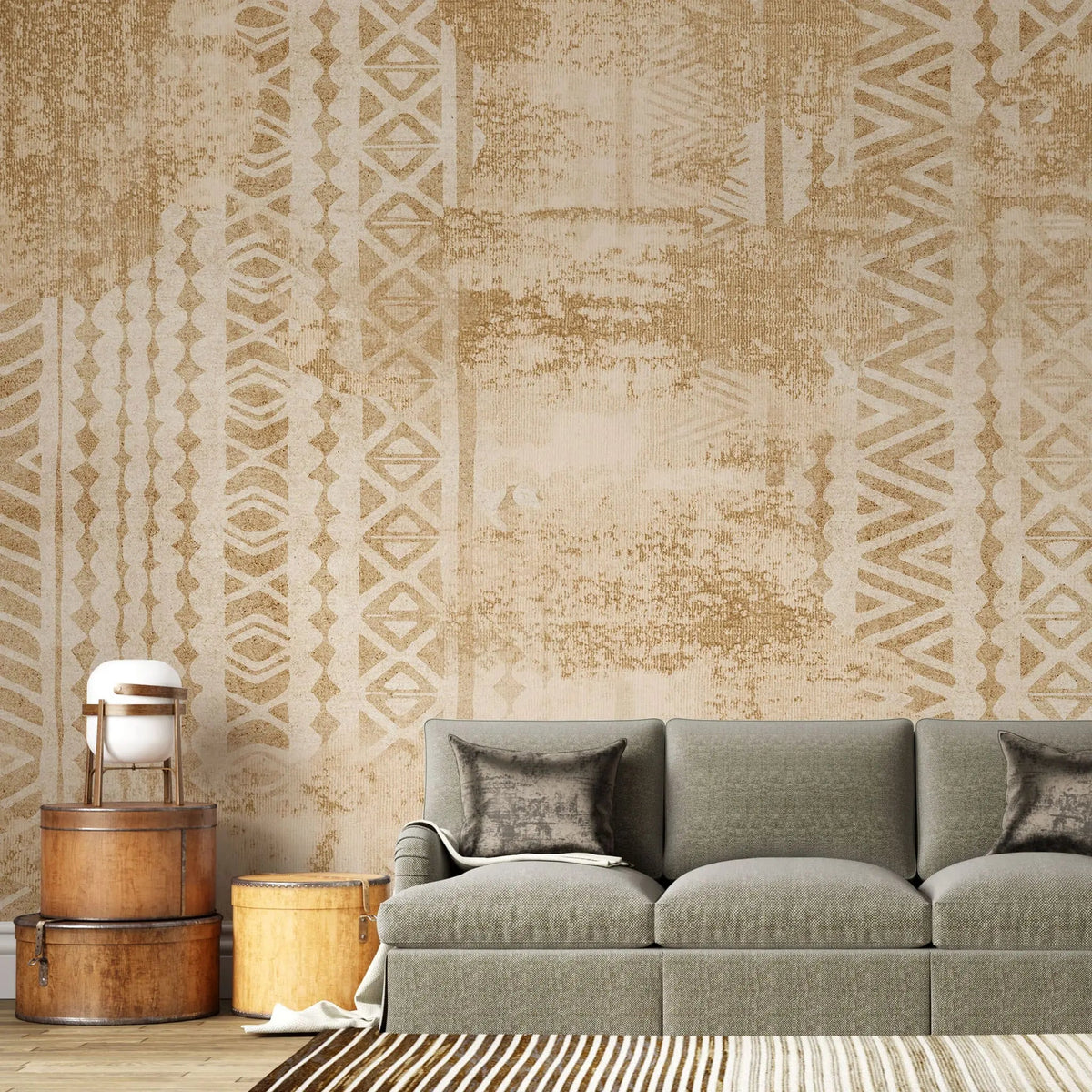 Tapet personalizat bohemian vintage cu elemente in stil aztec vintage aztec