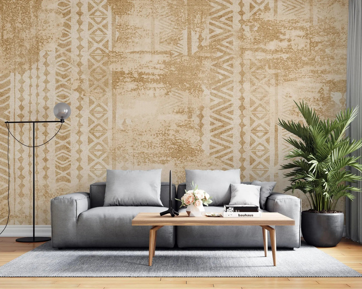 Tapet personalizat bohemian vintage cu elemente in stil aztec vintage aztec