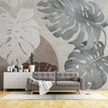 Tapet personalizat bohemian cu frunze de monstera intr un design minimalist minimalist monstera