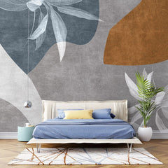 Tapet personalizat bohemian cu elemente abstracte in stil boho in nuante de gri si caramiziu bohemian grey