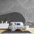 Tapet personalizat bohemian cu elemente desenate cu creta pe fundal gri chalk art
