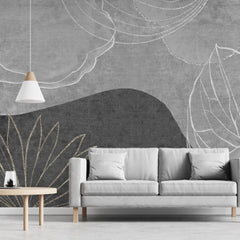 Tapet personalizat bohemian cu elemente desenate cu creta pe fundal gri chalk art