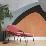 Tapet personalizat bohemian cu elemente abstracte in stil boho in nuante de albastru si portocaliu boho orange