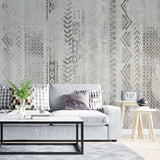 Tapet personalizat bohemian cu elemente tribale in nuante de gri grey tribal