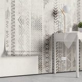 Tapet personalizat bohemian cu elemente tribale in nuante de gri grey tribal