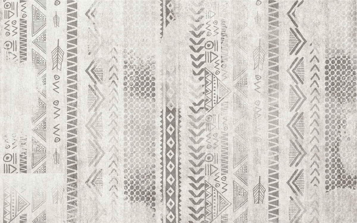 Tapet personalizat bohemian cu elemente tribale in nuante de gri grey tribal