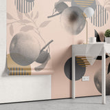 Tapet personalizat bohemian nuante delicate piersica atmosfera calda primitoare blandete optimism decor peachy