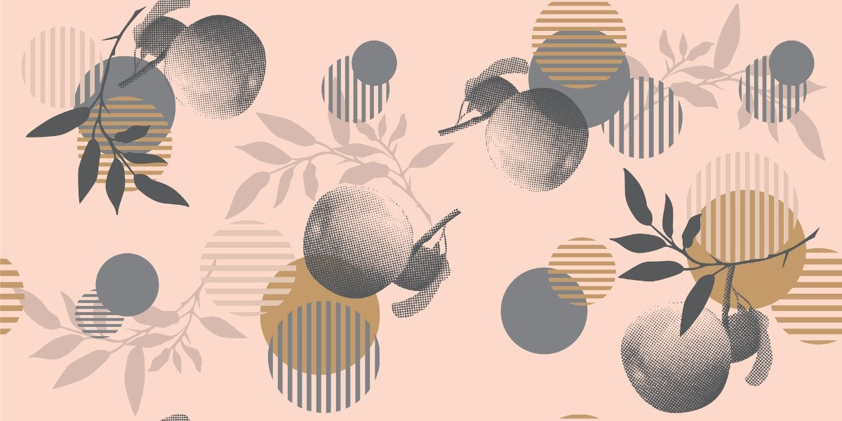 Tapet personalizat bohemian nuante delicate piersica atmosfera calda primitoare blandete optimism decor peachy