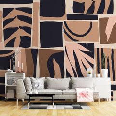 Tapet personalizat bohemian model delicat frunze natura design subtil armonios spatiu relaxare leaf pattern