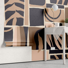 Tapet personalizat bohemian model delicat frunze natura design subtil armonios spatiu relaxare leaf pattern