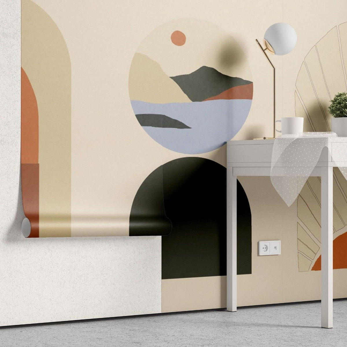 Tapet personalizat bohemian arcade elegante perspective adancime spatiu arhitectura autentica farmec boem boho archways