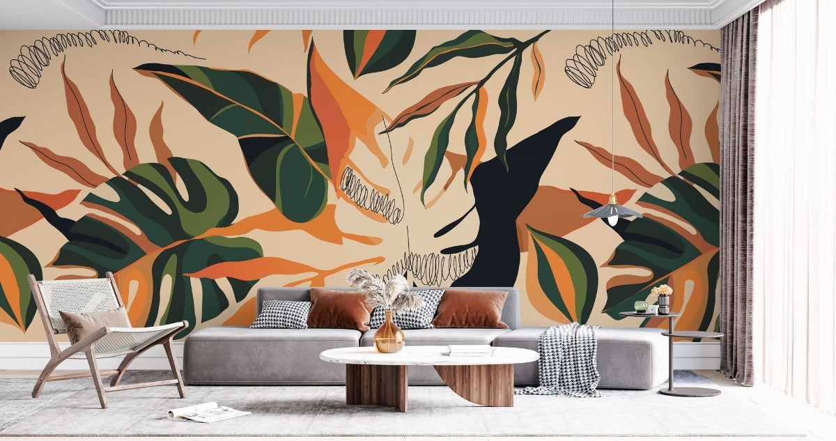 Tapet personalizat bohemian exotism tropical forme geometrice fericire armonie design modern energie tropical geometric bliss