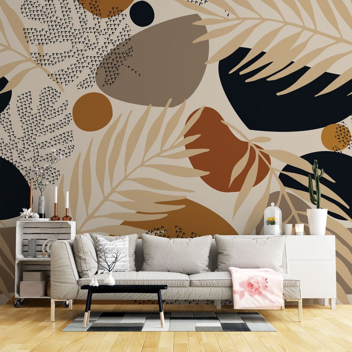 Tapet personalizat bohemian abstractie calda confort liniste culori bogate texturi subtile nota artistica warm abstract
