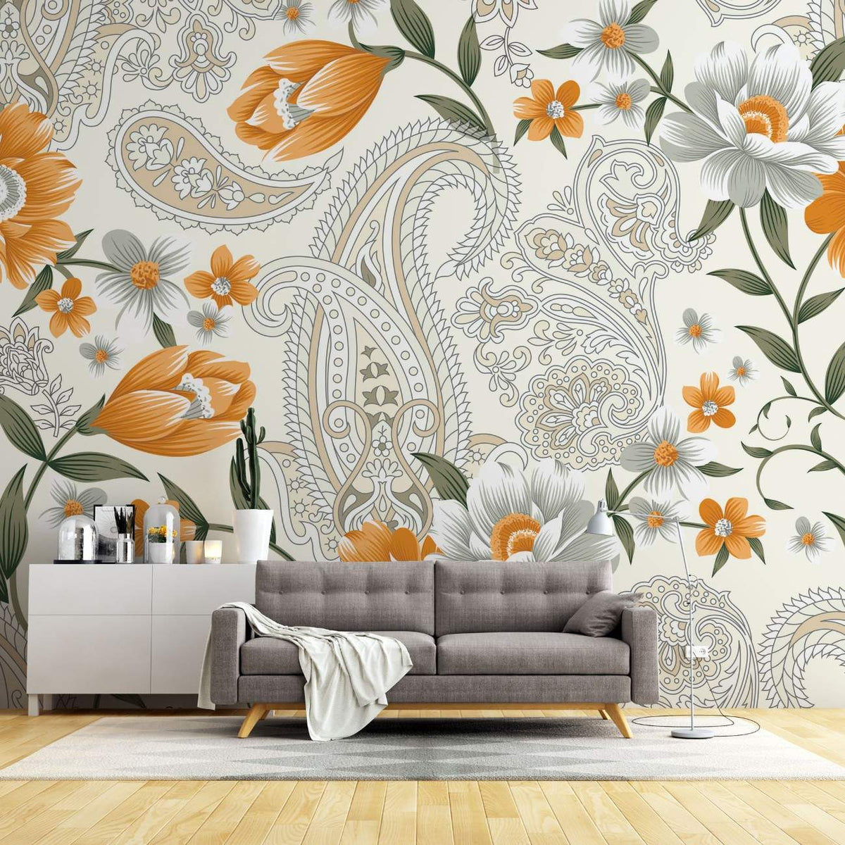 Tapet personalizat bohemian mandala florala complexa meditatie armonie energie pozitiva design artistic spatiu flower mandala