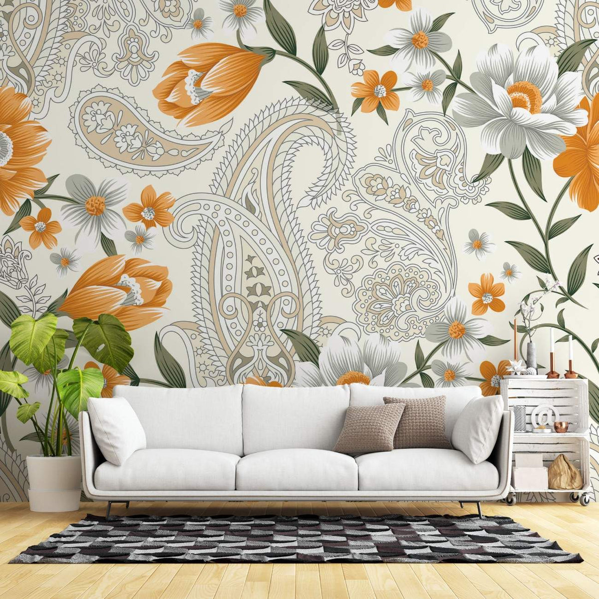 Tapet personalizat bohemian mandala florala complexa meditatie armonie energie pozitiva design artistic spatiu flower mandala