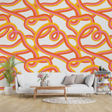 Tapet personalizat bohemian forme intersectate bomboane explozie culori dulci linii jucause atmosfera vesela fantezie candy interwined