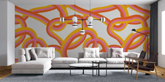 Tapet personalizat bohemian forme intersectate bomboane explozie culori dulci linii jucause atmosfera vesela fantezie candy interwined
