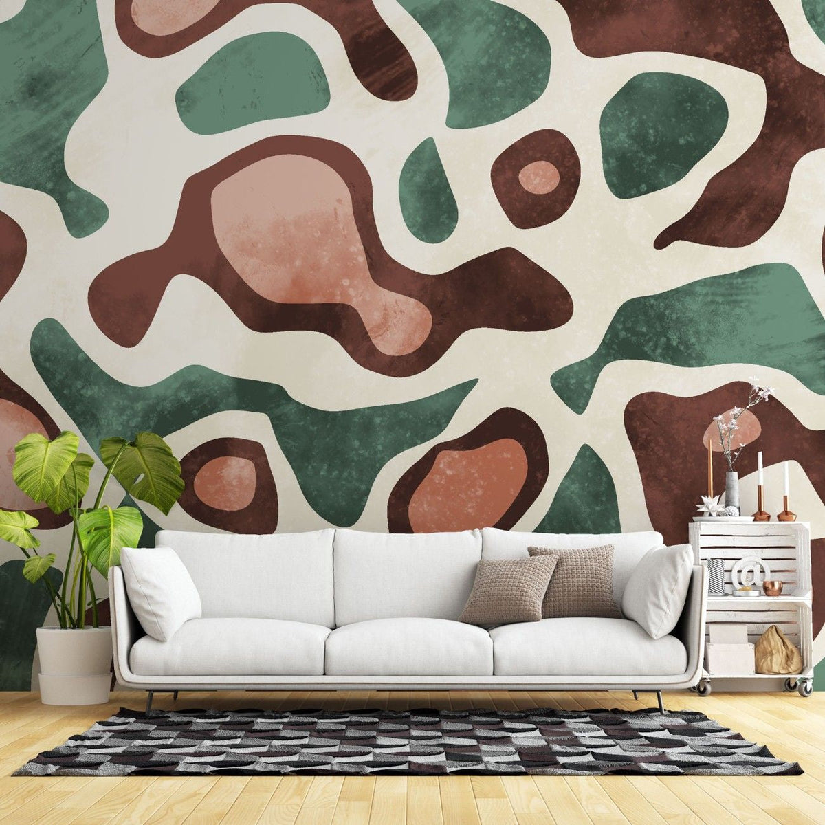 Tapet personalizat bohemian nuante delicate kaki senzatie naturalete peisaje desertice cactus whispers