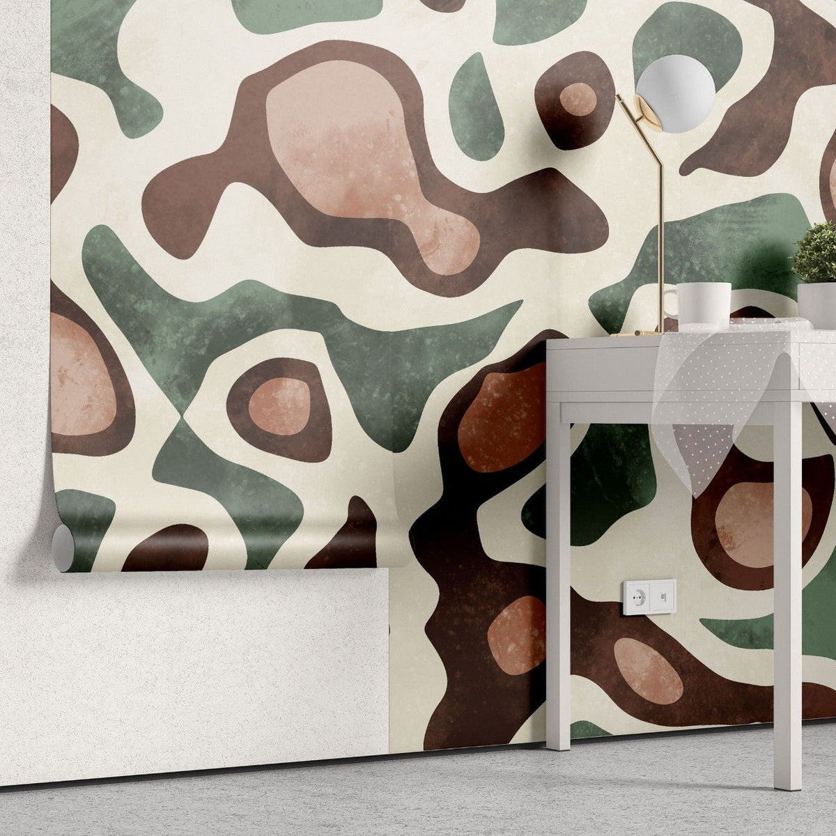 Tapet personalizat bohemian nuante delicate kaki senzatie naturalete peisaje desertice cactus whispers