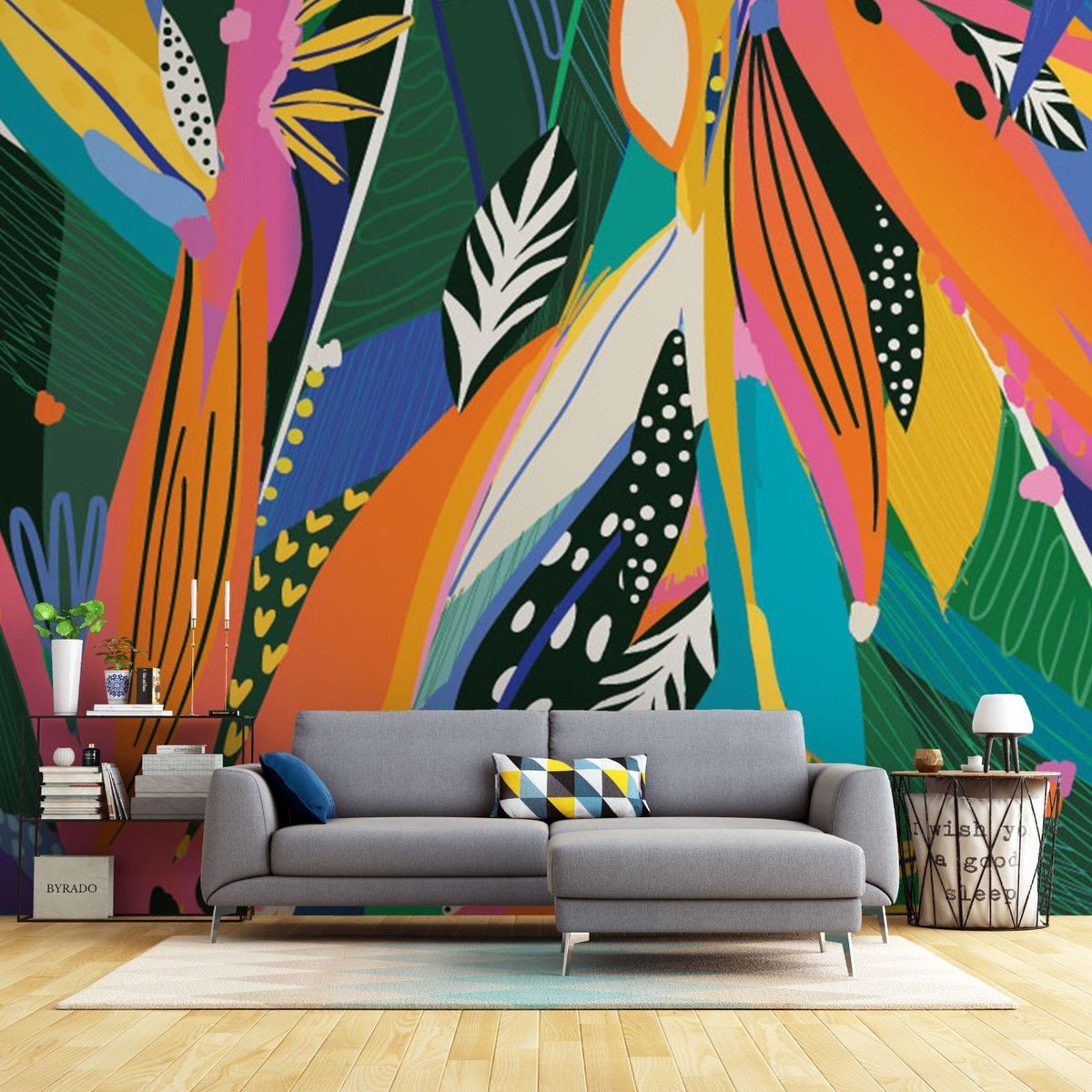 Tapet personalizat bohemian jungla vibranta culori indraznete vegetatie bogata atmosfera exotica energie vivid jungle
