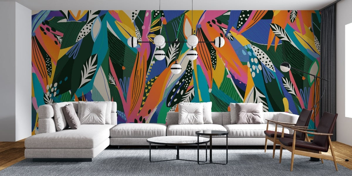Tapet personalizat bohemian jungla vibranta culori indraznete vegetatie bogata atmosfera exotica energie vivid jungle