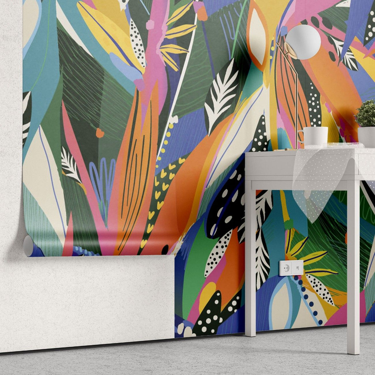 Tapet personalizat bohemian jungla vibranta culori indraznete vegetatie bogata atmosfera exotica energie vivid jungle