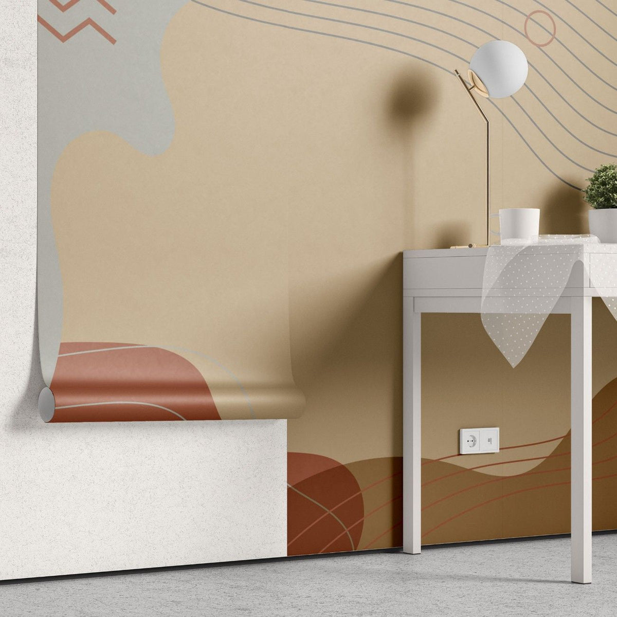 Tapet personalizat bohemian pamant tonuri organice texturi autentice atmosfera stabila primitoare natura grounded