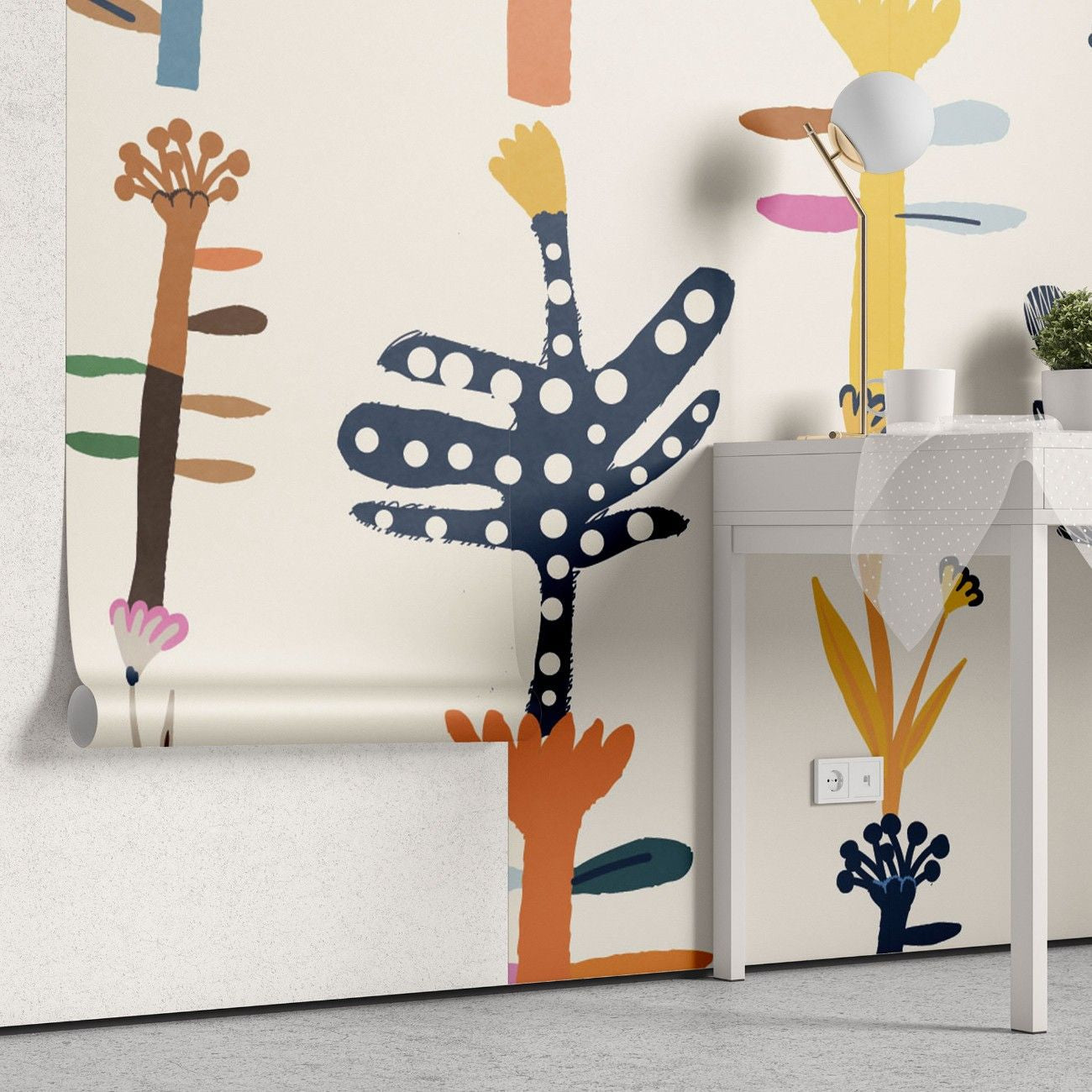 Tapet personalizat bohemian jungla funky stil arhitectural linii moderne exuberanta natura spatiu vibrant caracter funky jungle architectural lifestyle