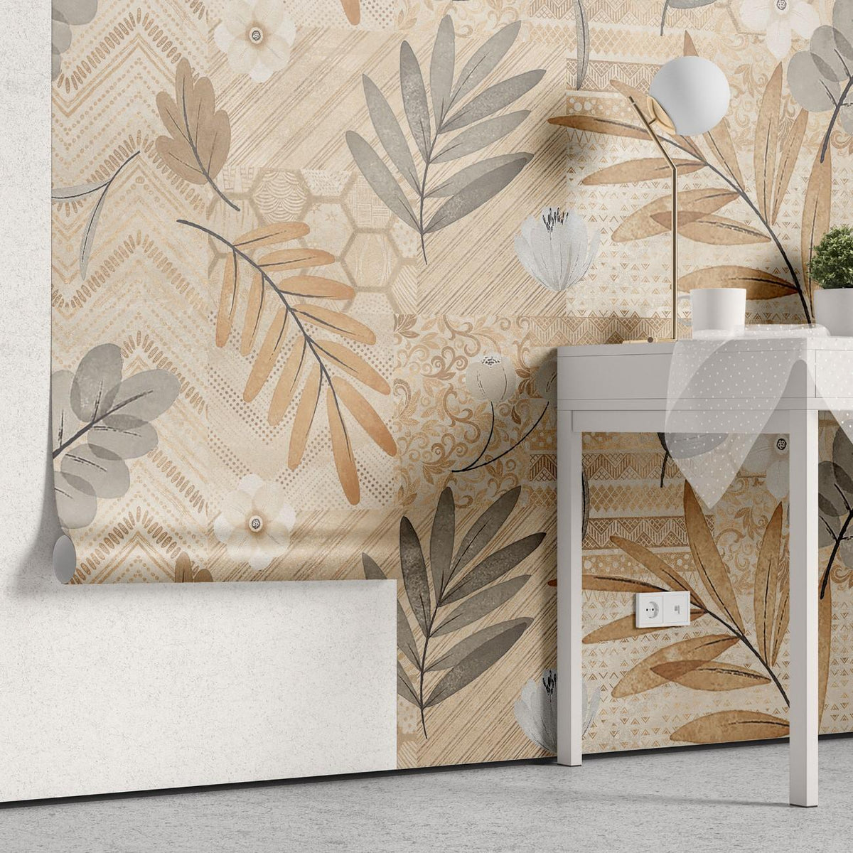 Tapet personalizat bohemian tonuri pamantii eclectice armonie calda conexiune autentica natura spatiu eclectic earthen tones