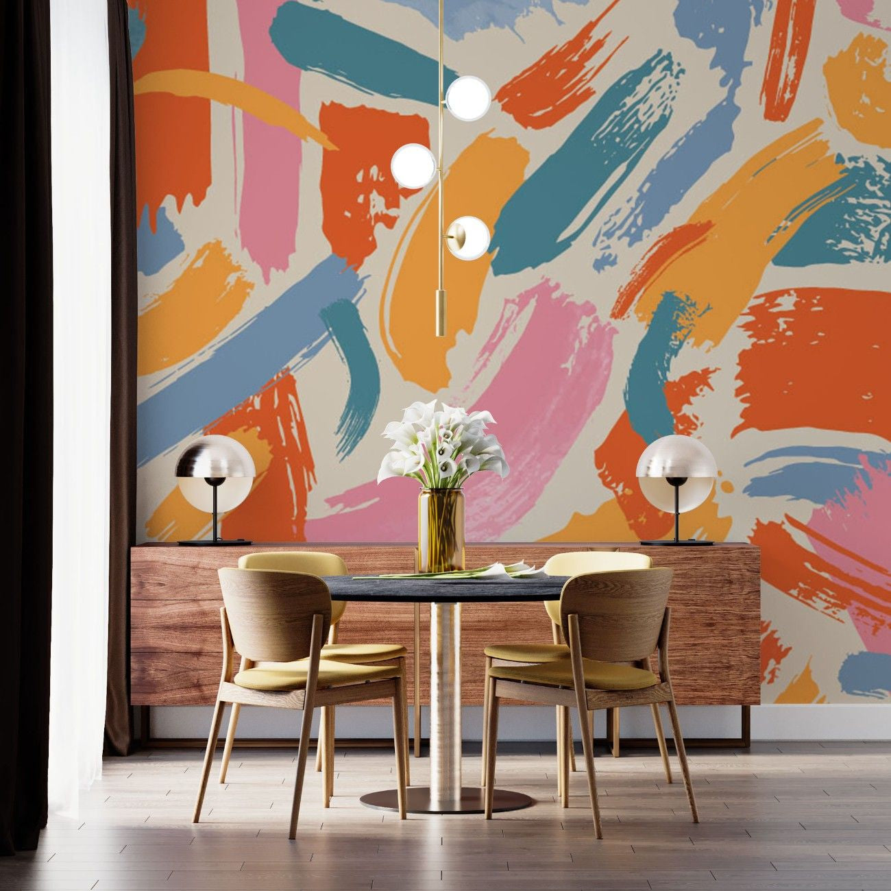 Tapet personalizat bohemian dungi pensula design artistic fantezie spatiu inspiratie whimsical brushstrokes