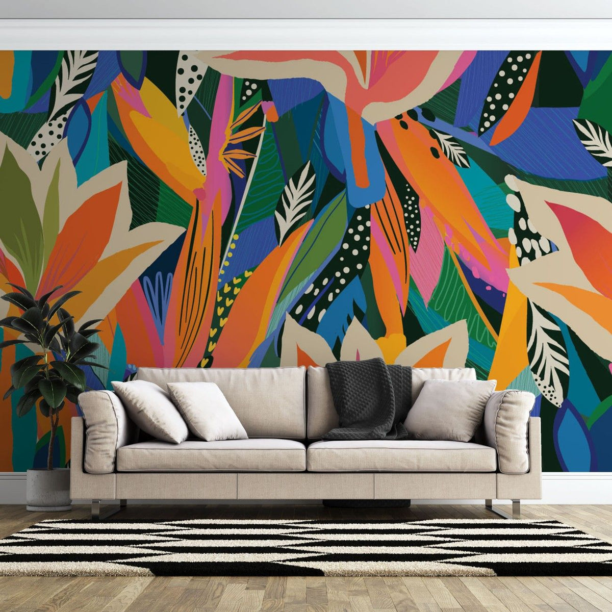 Tapet personalizat bohemian nuante tropicale delicate prospetime relaxare design subtil elegant evadare natura boho tropical shades