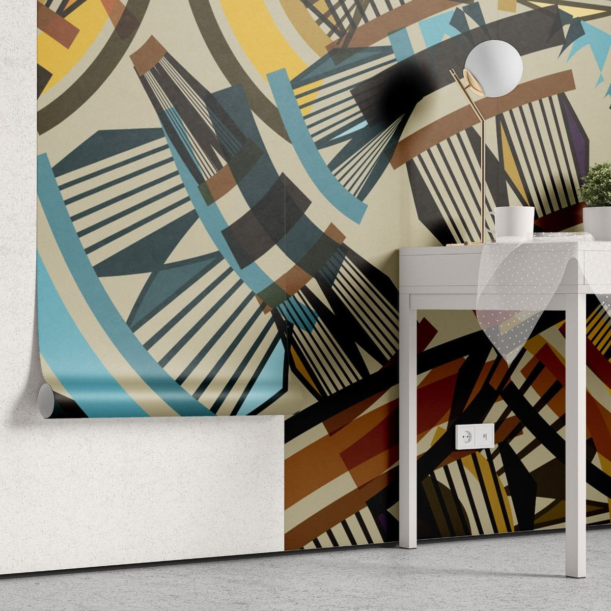 Tapet personalizat bohemian structuri joc vizual fascinant modernitate fluiditate decor looped structures