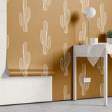 Tapet personalizat bohemian cactus alb eleganta minimalista farmec desertic subtil decor calm inspirat natura white cactus