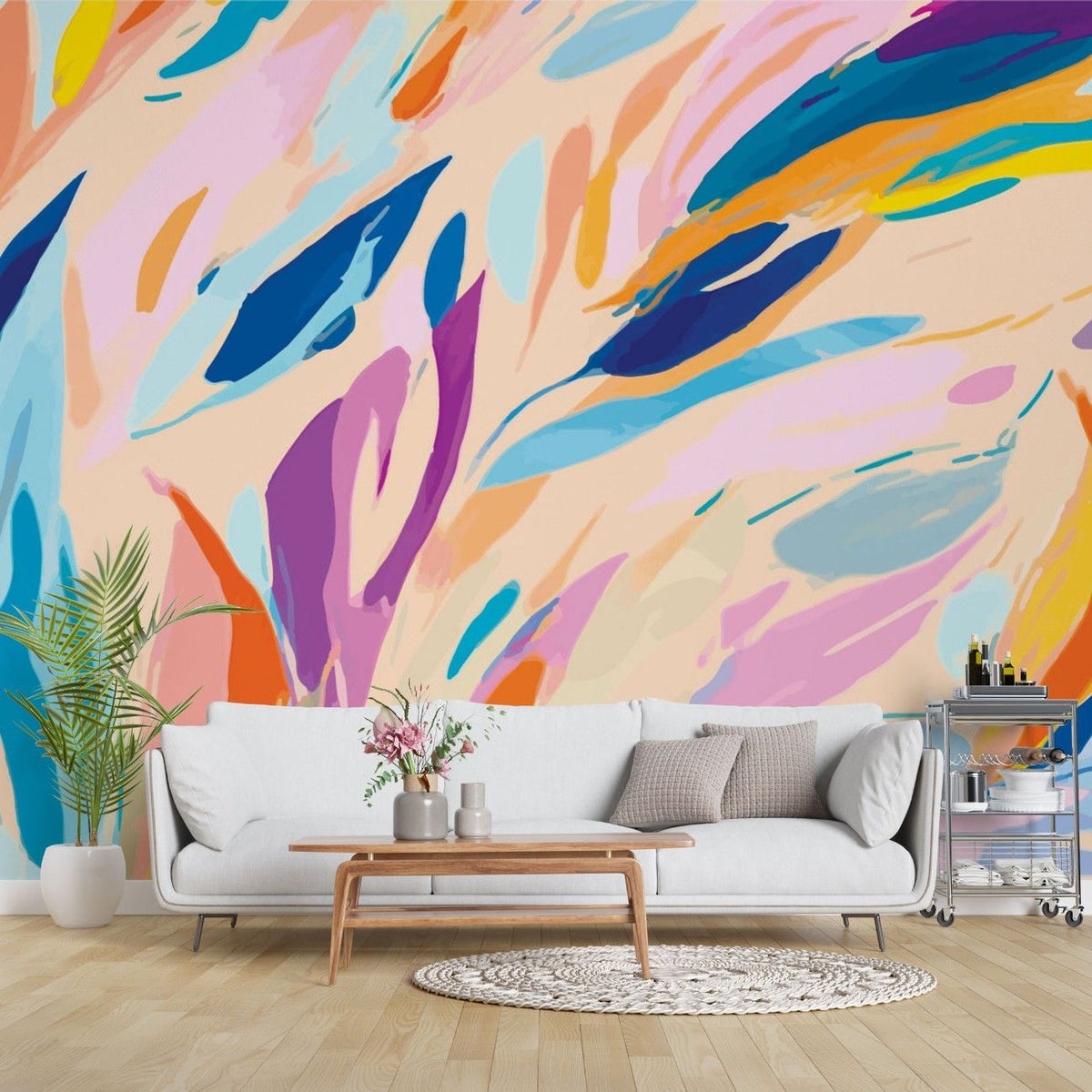 Tapet personalizat bohemian arta acrilica fluida nuante armonioase dinamism artistic atmosfera moderna creativitate fluid acrylic