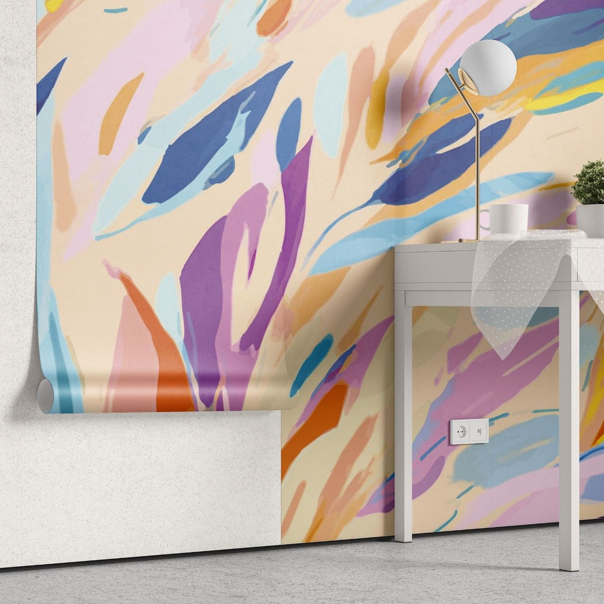 Tapet personalizat bohemian arta acrilica fluida nuante armonioase dinamism artistic atmosfera moderna creativitate fluid acrylic