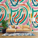 Tapet personalizat bohemian siluete pictate aer artistic misterios esenta forme decor sofisticat paint silhouettes