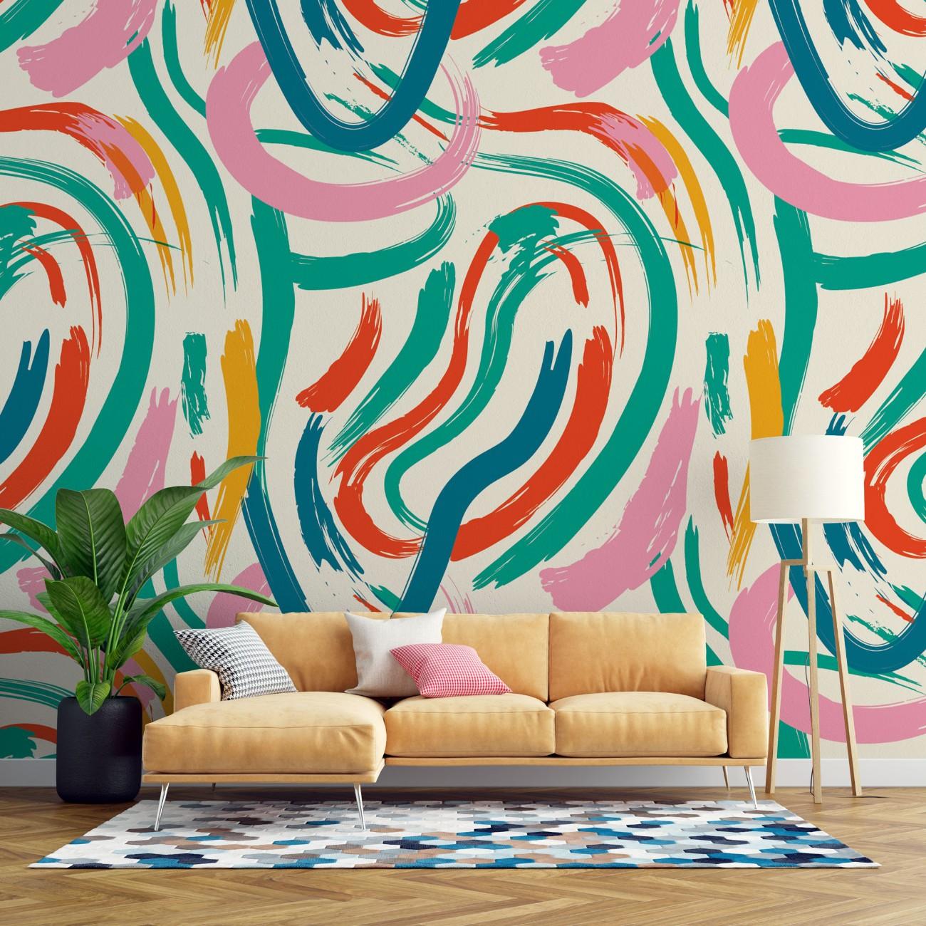 Tapet personalizat bohemian siluete pictate aer artistic misterios esenta forme decor sofisticat paint silhouettes