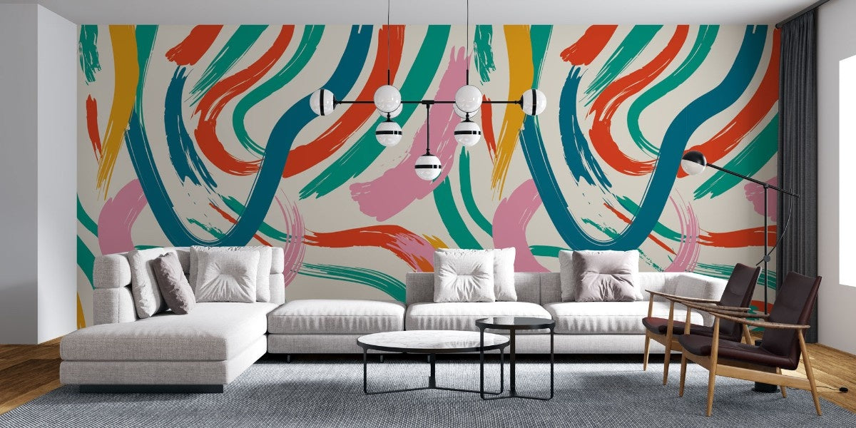Tapet personalizat bohemian siluete pictate aer artistic misterios esenta forme decor sofisticat paint silhouettes