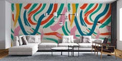 Tapet personalizat bohemian siluete pictate aer artistic misterios esenta forme decor sofisticat paint silhouettes