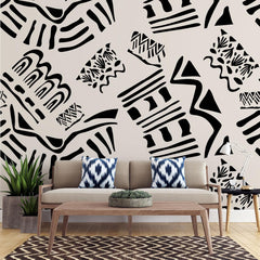Tapet personalizat bohemian design tribal monocrom eleganta simpla caracter puternic joc contraste subtile monochrome tribal