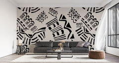 Tapet personalizat bohemian design tribal monocrom eleganta simpla caracter puternic joc contraste subtile monochrome tribal