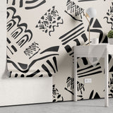 Tapet personalizat bohemian design tribal monocrom eleganta simpla caracter puternic joc contraste subtile monochrome tribal