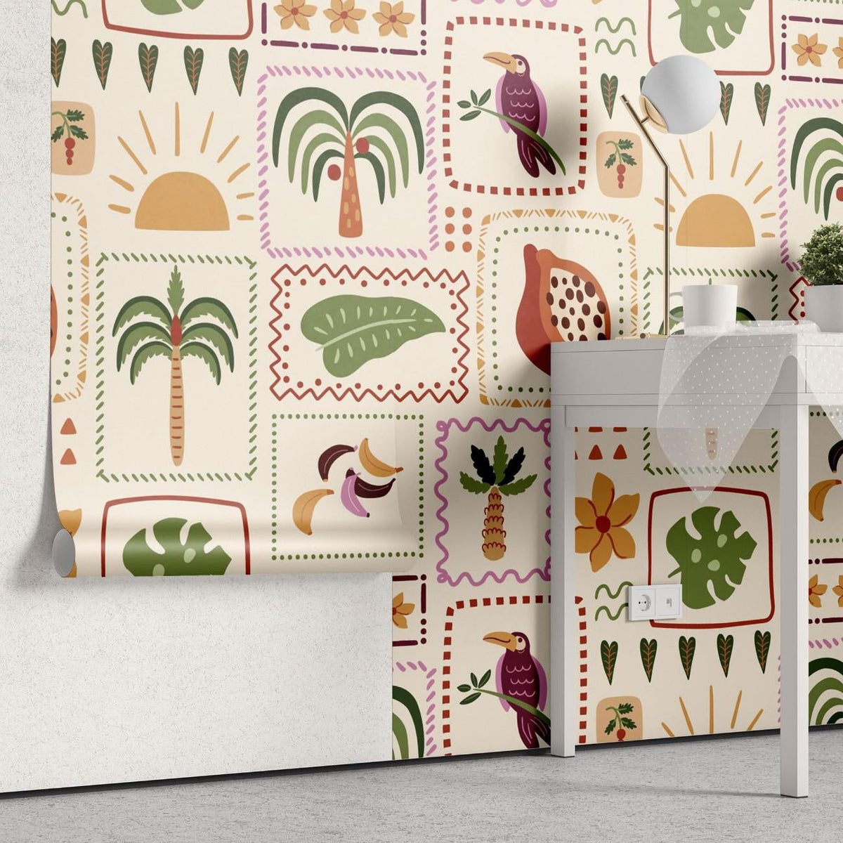 Tapet personalizat bohemian inspiratie tropicala culori exotice dinamism tropical atmosfera vibranta pasiune maracuja